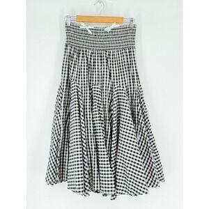 Chelsea & Theodore Black Gingham Peasant Flare Midi Skirt Sz M Girlhood Core